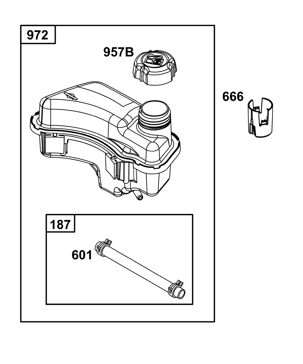Fuel Supply Group Diagram and Parts List for 09P902-0018-H5 020000 - 09Z999 Briggs and Stratton Engine